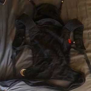 Black Sakura Bloom linen scout baby carrier